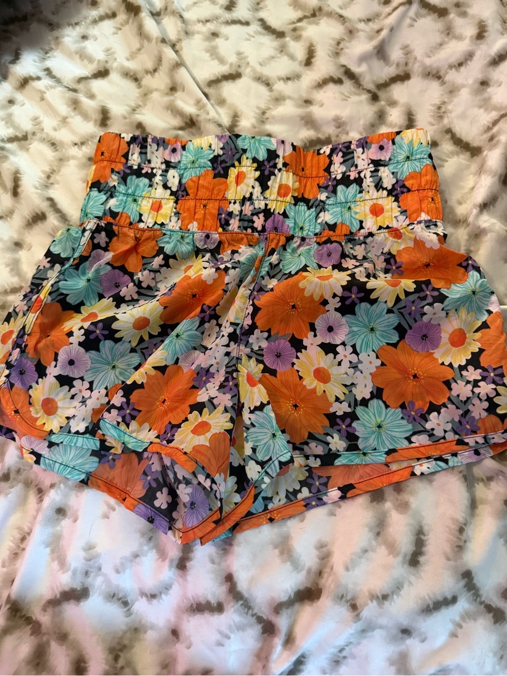 dip Bright Floral Athletic Shorts in Orange, Teal & Purple